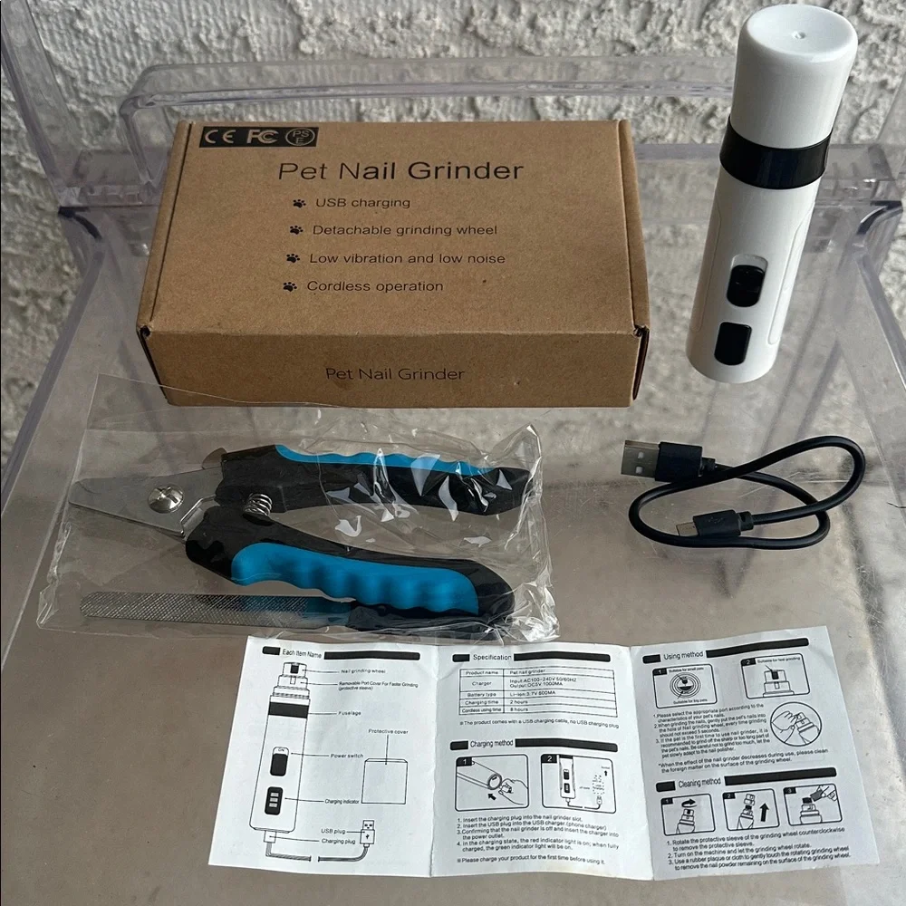 PawfectPawz™ Silent Cordless Nail Grinder with Clipper & filer-new set in a box